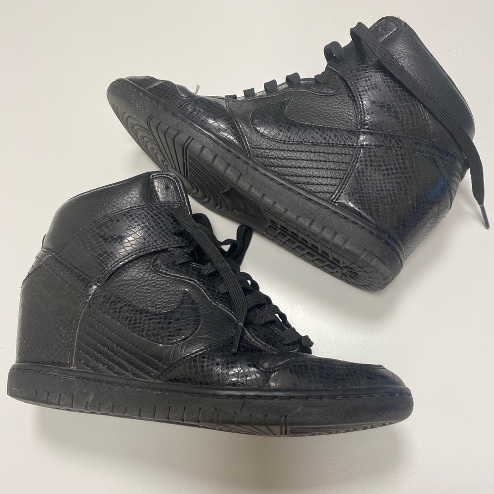 Ladies Nike Dunk Hidden Wedge Sky Hi Black Snake - Size 10 Ladies